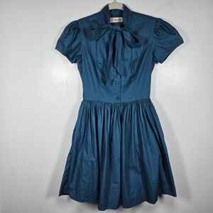 Hearts And Found Teal Blue Bonnie Dress 40s 50s Inspired Retro Style Size Small